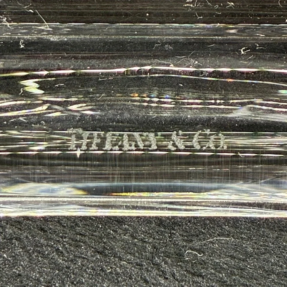 Tiffany & Co Crystal Glass Candlesticks Set of 2 Hexagonal Tiered 8 Inch USA